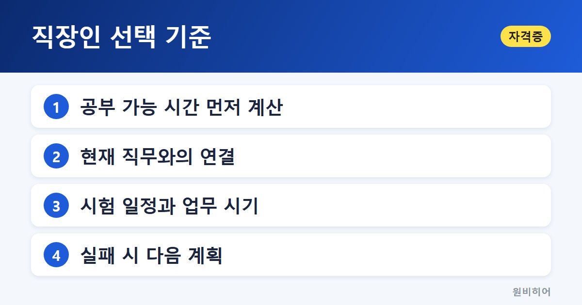 직장인 선택 기준 — 공부 가능 시간부터 숫자로 적어 보기