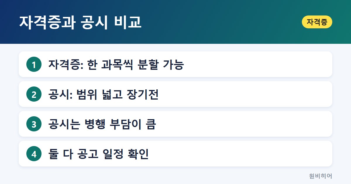 자격증과 공시 비교 — 현재 직무와 연결해서 고르기