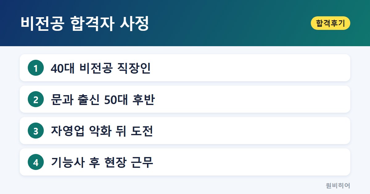 비전공 합격자 사정 — 수기 속 비전공·직장인의 사정