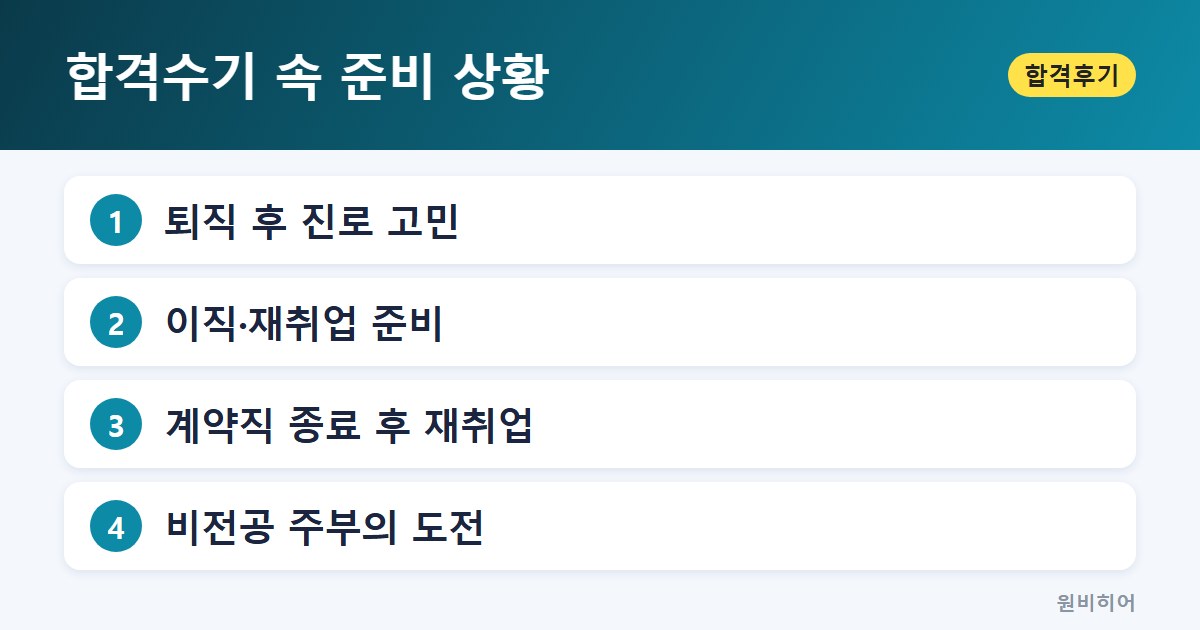 합격수기 속 준비 상황 — 퇴직과 은퇴를 앞두고 시작한 중장년