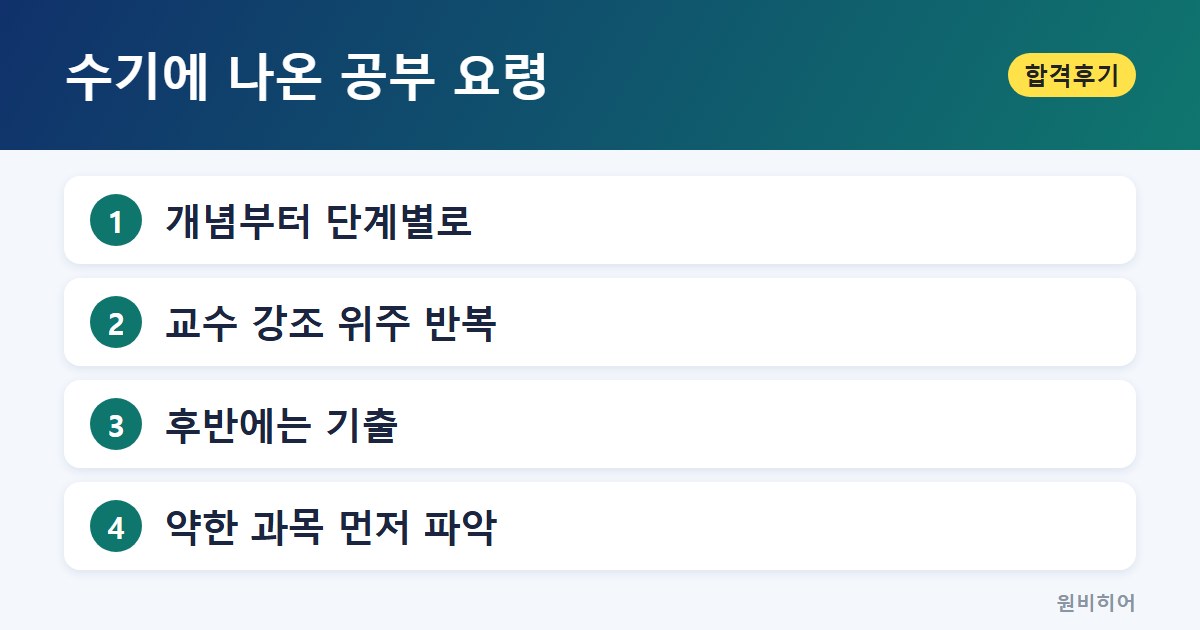 수기에 나온 공부 요령 — 재도전과 장기 수험생의 경험